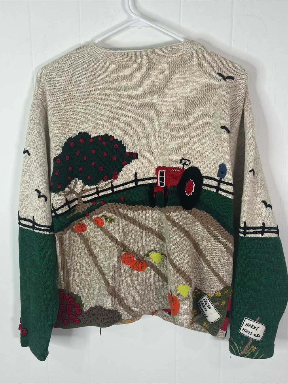 Vintage 1999 Susan Bristol Farm Garden 3D Embroidered Cardigan Sweater M - Picture 4 of 8